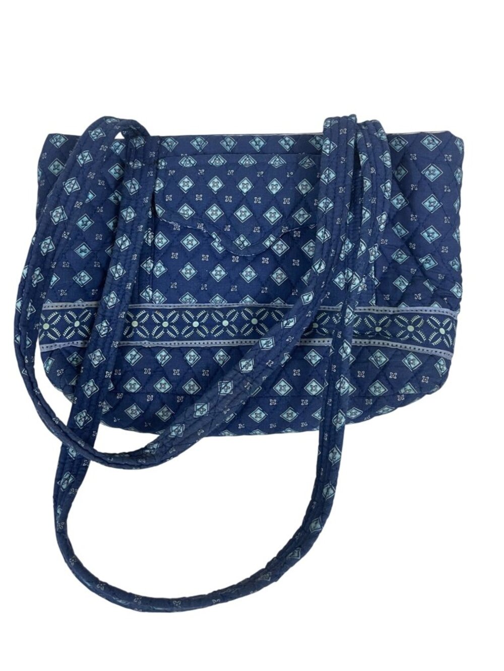 Croft & Barrow Quilted Fabric Shoulder Bag Blue Geometric Pattern Vintage